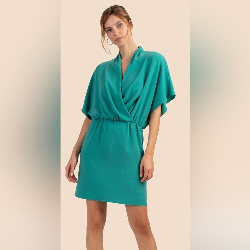 Trina Turk Dress Concourse Atlantic Draped Flowy Resort Coverup Teal Size M